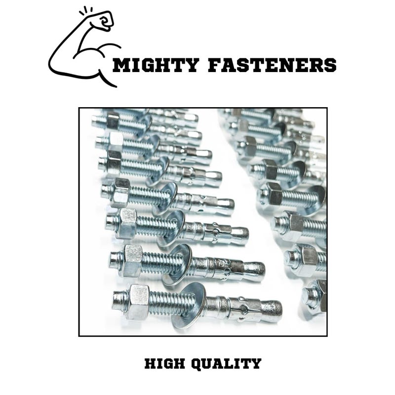 MIGHTY FASTENERS Zinc-Plated Steel Wedge Anchors, 1/4"" X 3"" - Heavy-Duty Mounting Bolts for Concrete - 25 Pack - Image 4